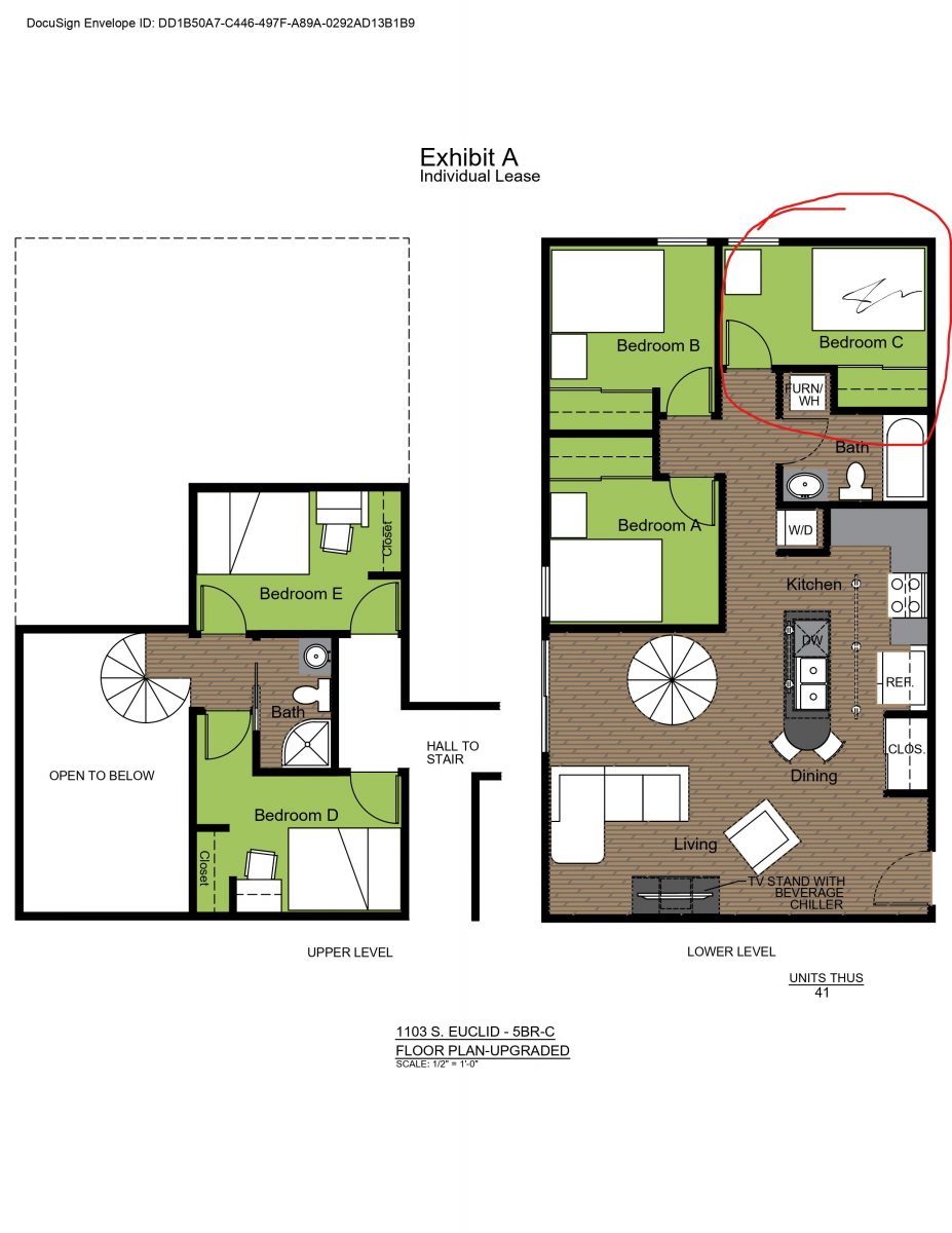 Subleasing a furnished room in 5 beds / 2 baths apartment. 1103 Euclid St. Champaign KSA ILLINOIS